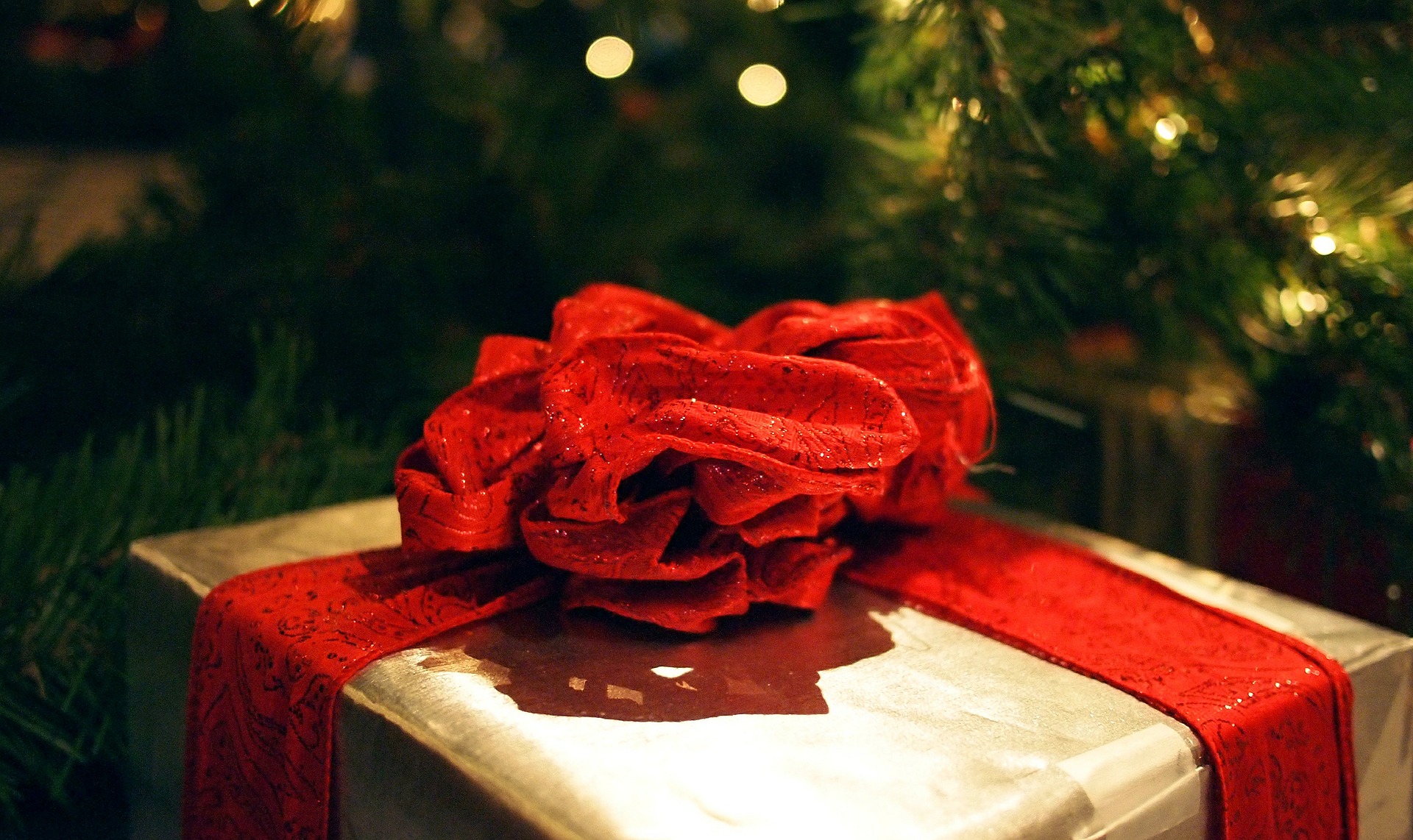 Pacchetto regalo con fiocco rosso