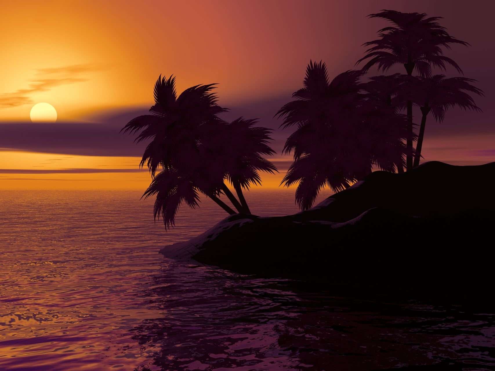 Isola deserta al tramonto