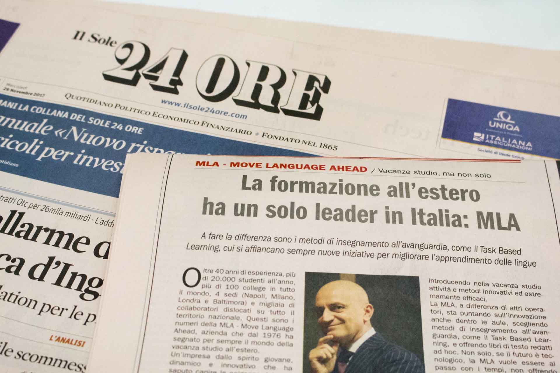Siamo su Il Sole 24 ORE: MLA è leader in Italia delle vacanze studio ...