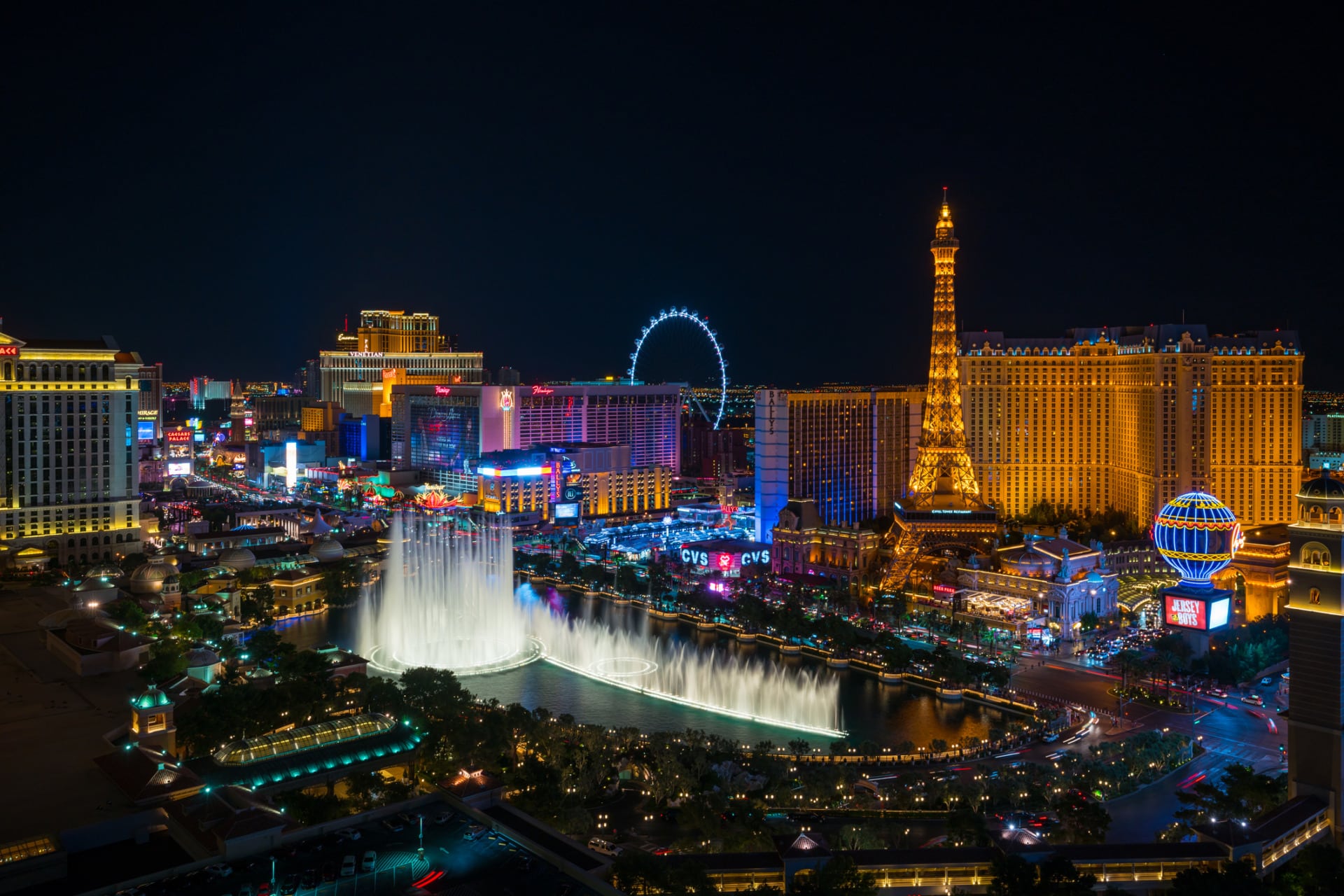 Veduta notturna Las Vegas