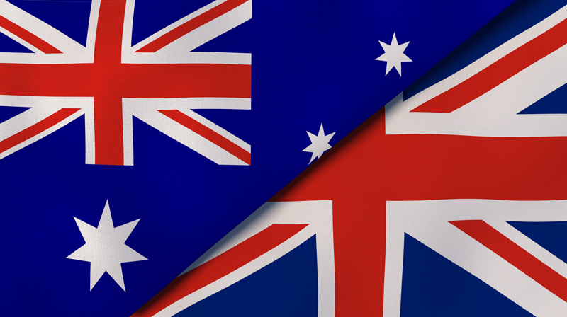 Bandiera inglese e australiana