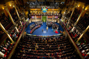 Ripresa dall'alto della cerimonia di premiazione dei Nobel