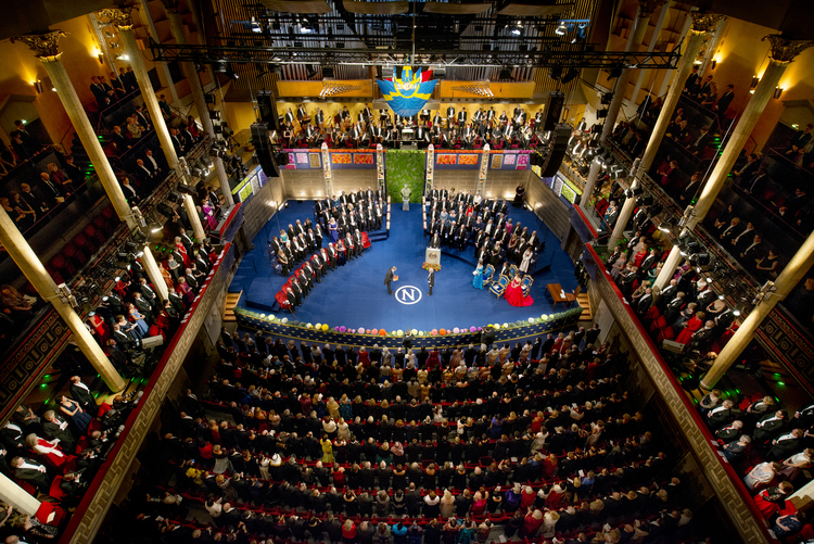 Ripresa dall'alto della cerimonia di premiazione dei Nobel