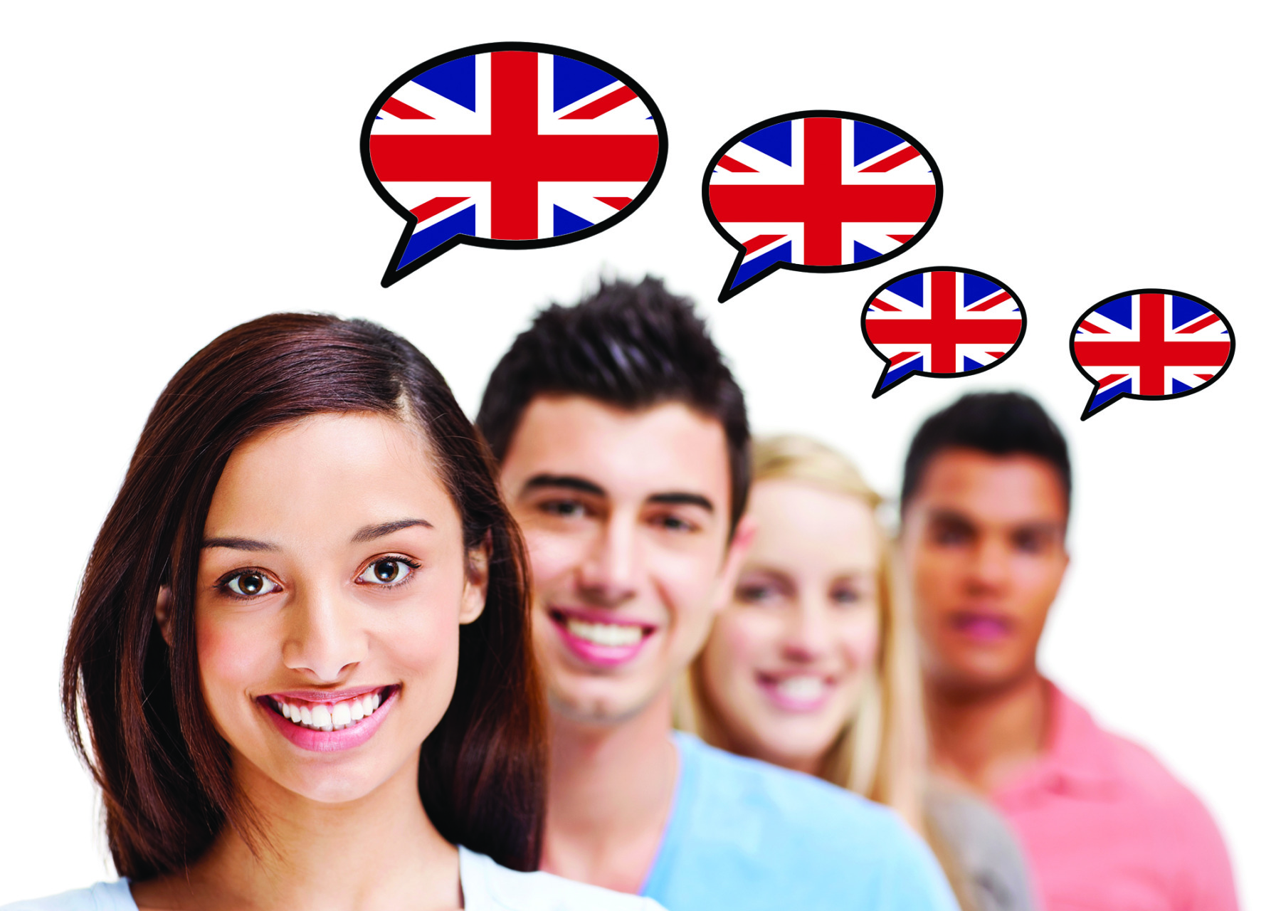 ragazzi con nuvoletta bandiera inglese