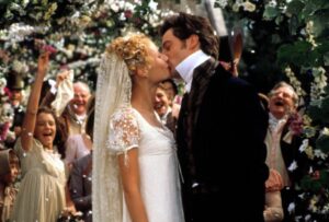 Bacio matrimonio dalla scena del film Emma di Jane Austen
