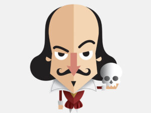illustrazioine di shakespeare con teschio in mano