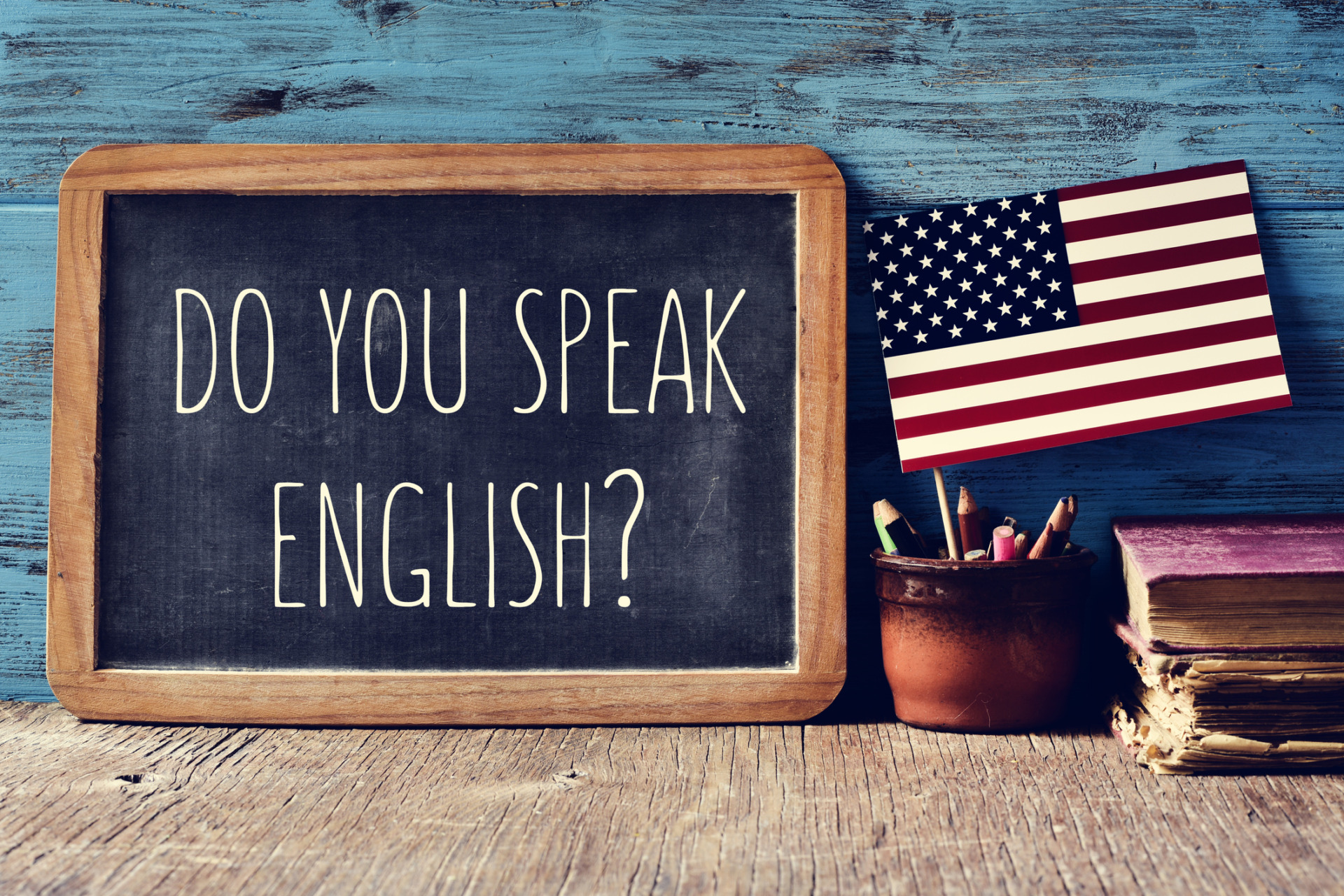 lavagna con domanda do you speak english
