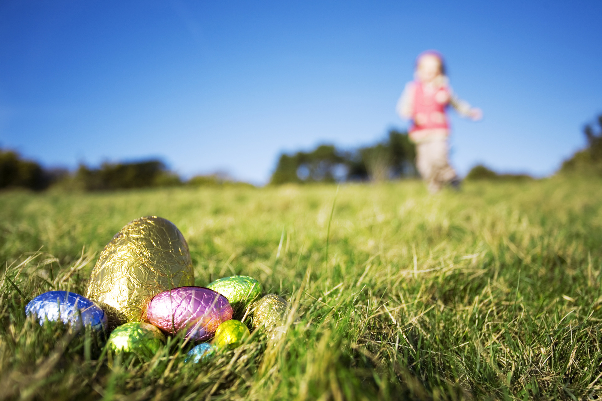 Uova di pasqua in mezzo al prato