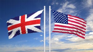 bandiera inglese e bandiera americana