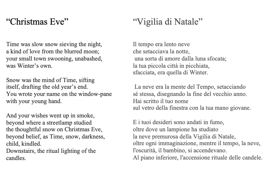 poesia e traduzione Christmas Eve