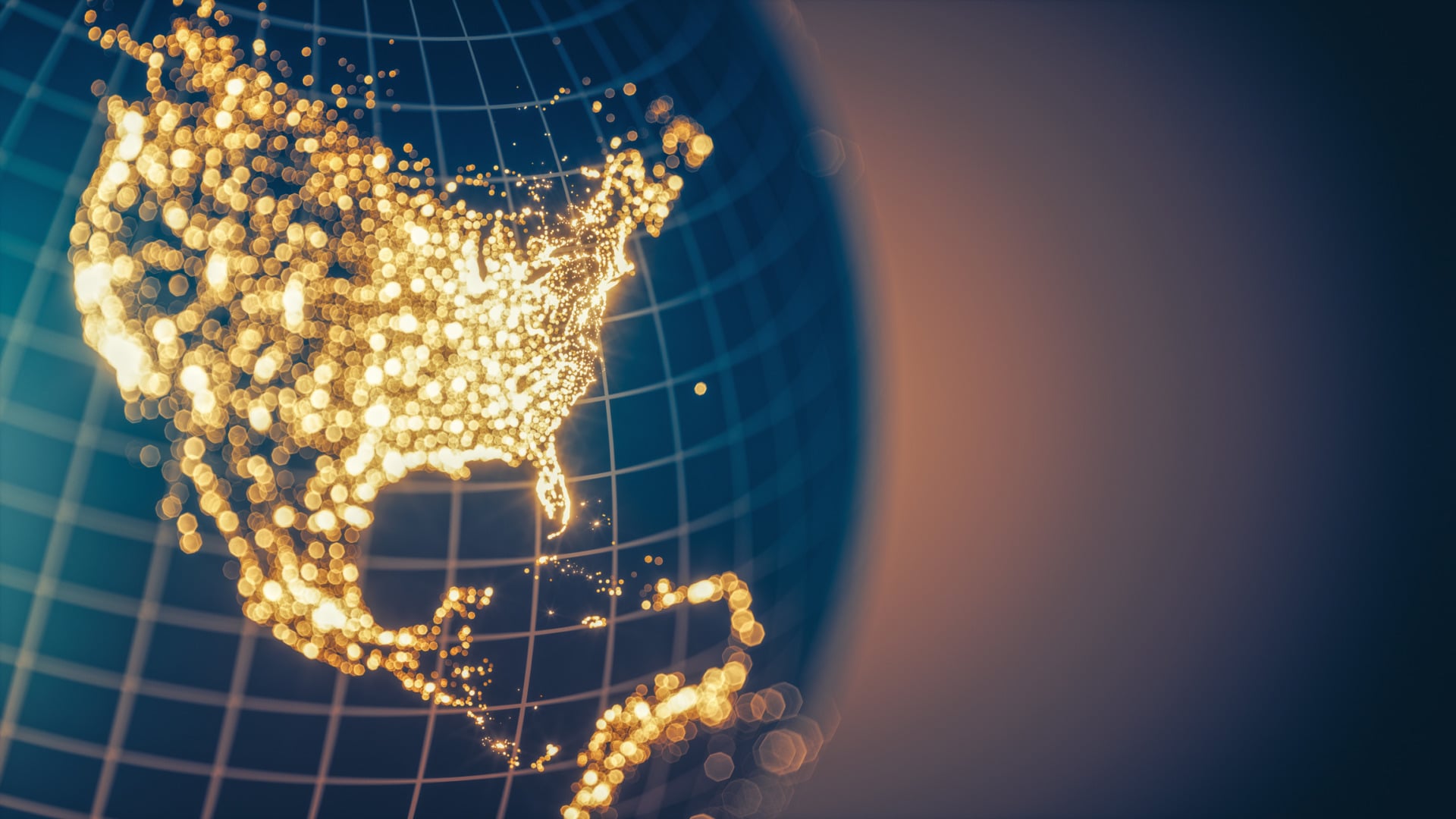 Mondo con luci dorate nord america
