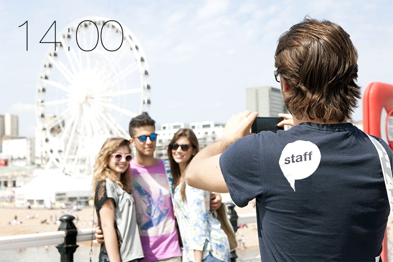 Ragazzi che si fanno una foto davanti a London Eye