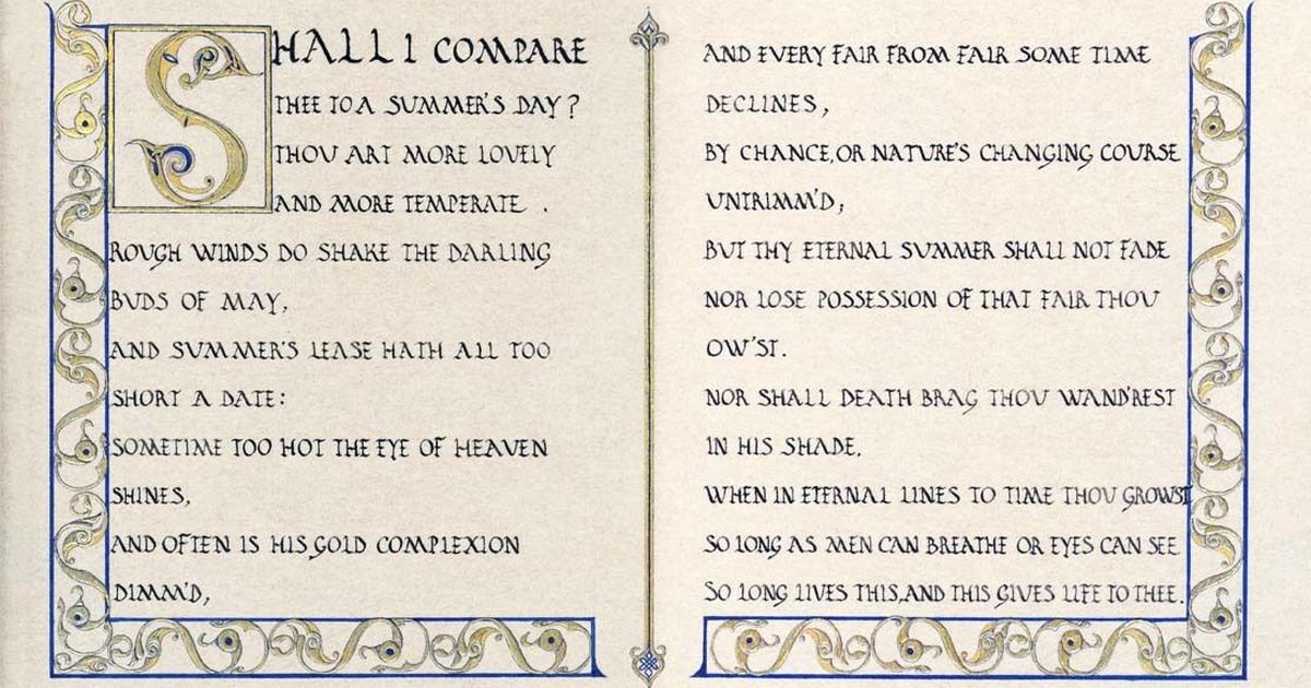 Shakespeare Sonetto 18 Shall I Compare Thee to a Summer’s Day