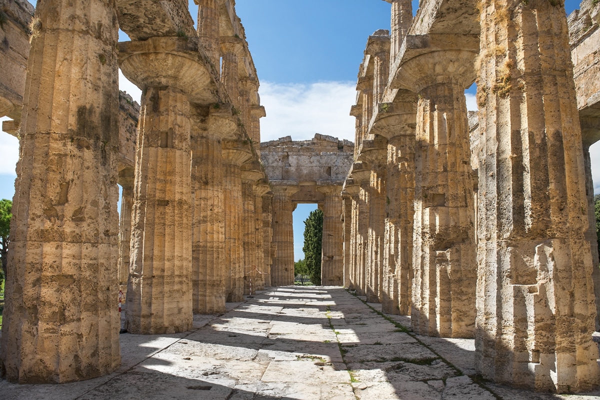 ancient greek archeological sites  in Poseidonia (Paestum), Campania, southern Italy
