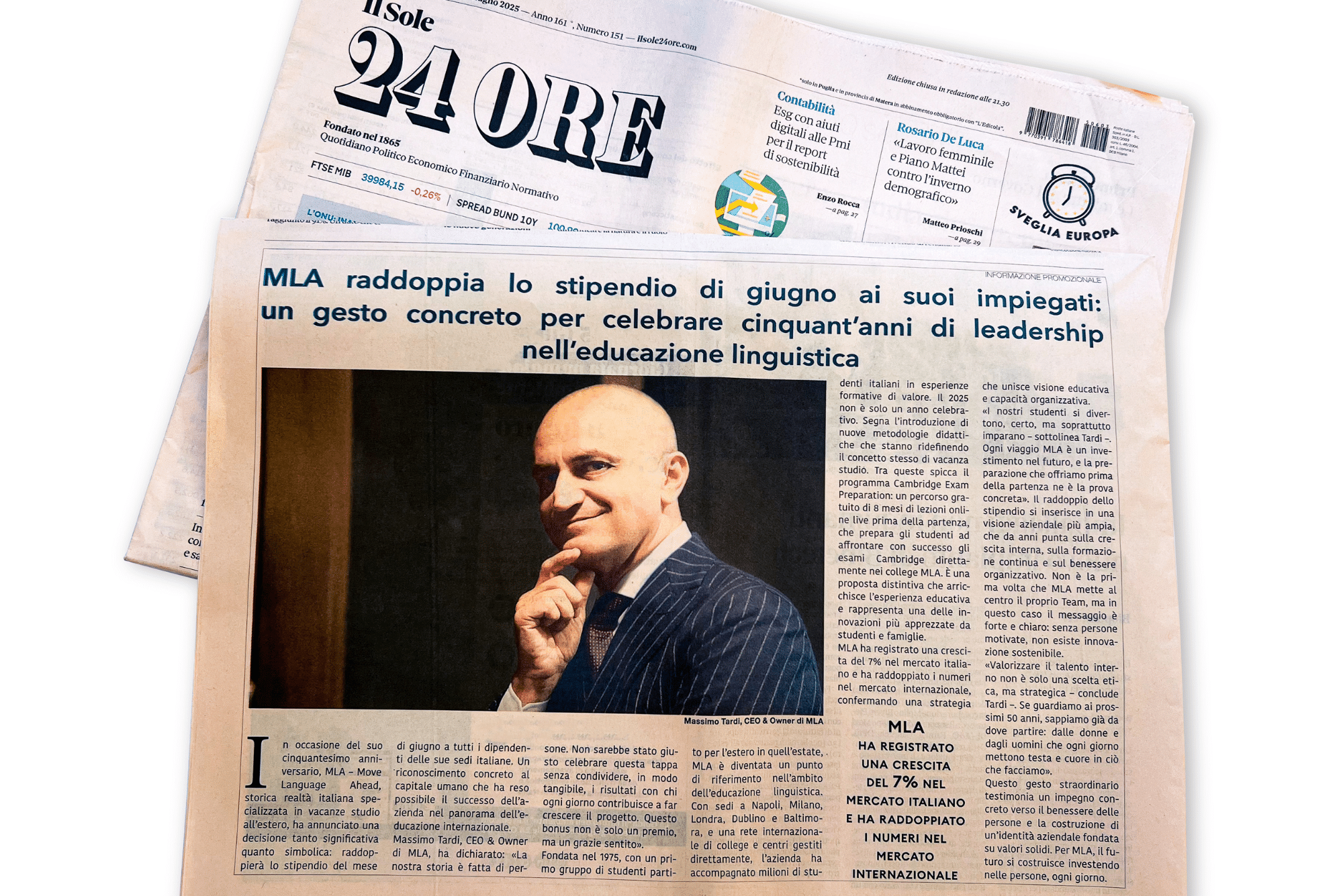 MLA celebra 50 anni con un gesto concreto: stipendio doppio a giugno per tutti i dipendenti!