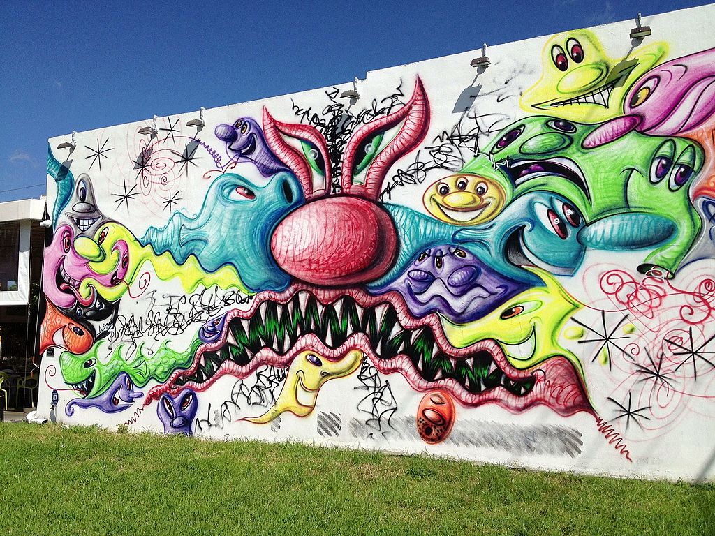 Wynwood: il quartiere della Street Art di Miami Kenny Scharf's wall for Wynwood Miami Florida