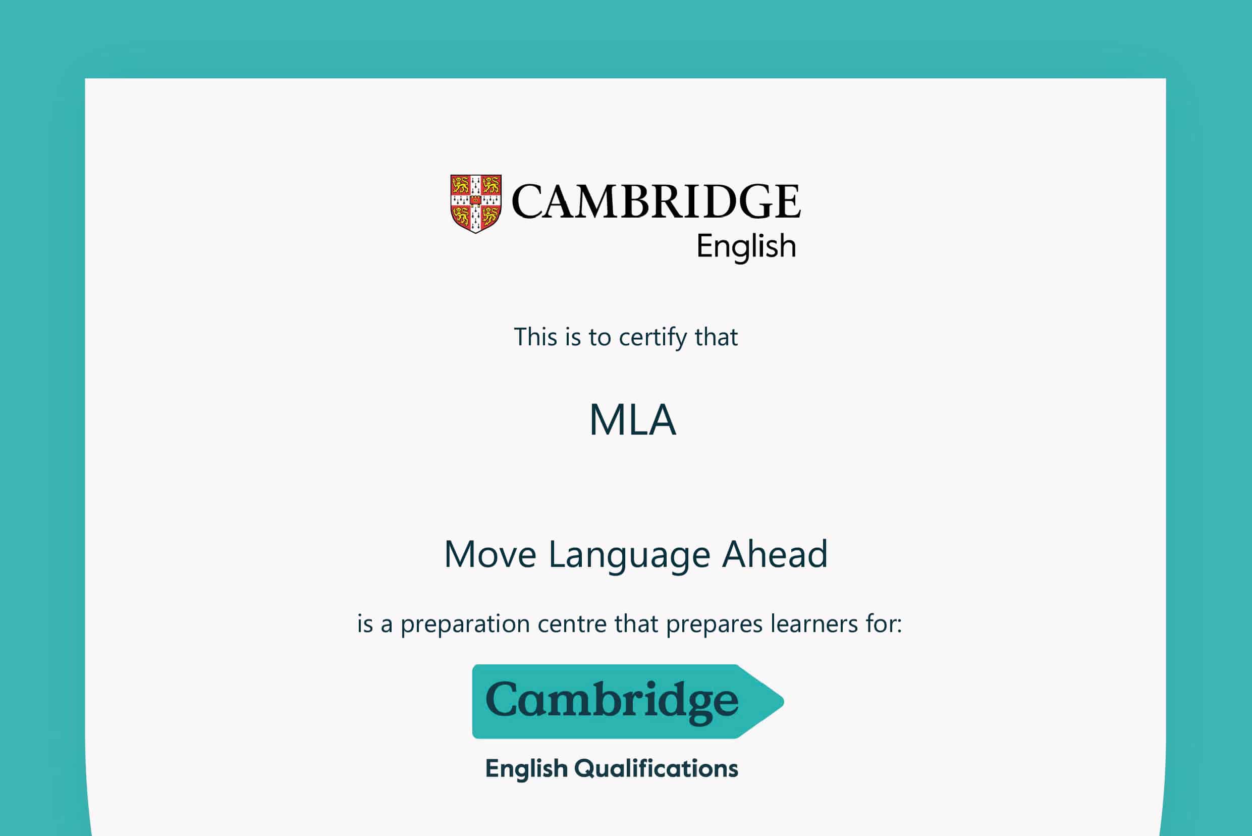 MLA diventa ufficialmente Preparation Centre Cambridge English MLA diventa ufficialmente Preparation Centre Cambridge English