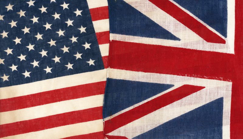 Parole in inglese britannico che in americano hanno un altro significato Bandiera americana e inglese
