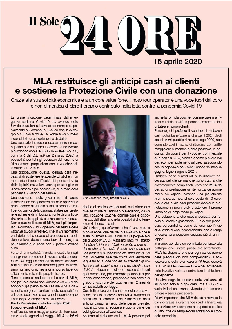 MLA restituisce gli anticipi e sostiene la Protezione Civile MLA restituisce gli anticipi e sostiene la Protezione Civile