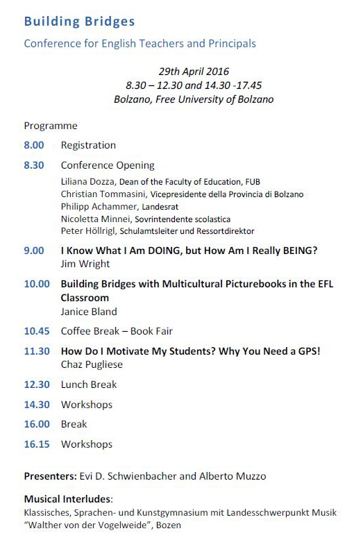 MLA è al “Building Bridges, Biannual Conference for English Teachers” a Bolzano calendario conference