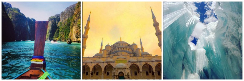 7 Profili Instagram da seguire se ami viaggiare Collage di foto di viaggio dal profilo instagram di drtravel4