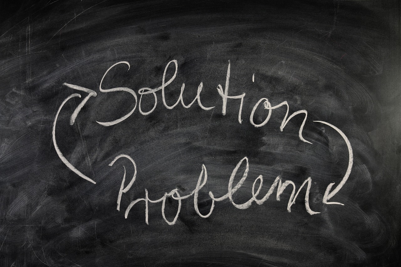 Le WEBQUESTS nella didattica dell’inglese Lavagna nera con scritta problema e soluzione