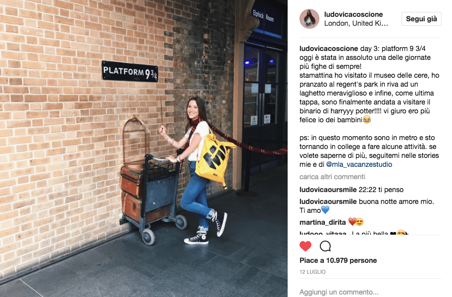 Intervista a Ludovica Coscione in vacanza studio con MLA Ludovica Coscione alla platform 9 e 3/4