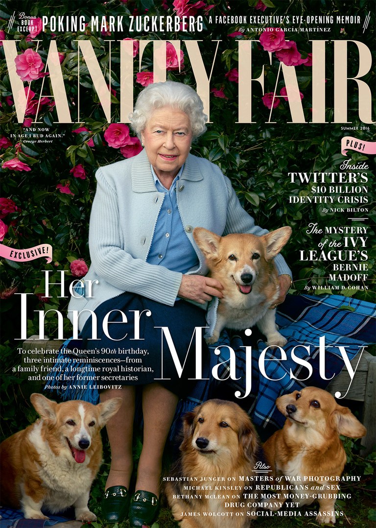 I cani della regina Elisabetta D’Inghilterra Copertina di vanity fair per i 90 anni della regina